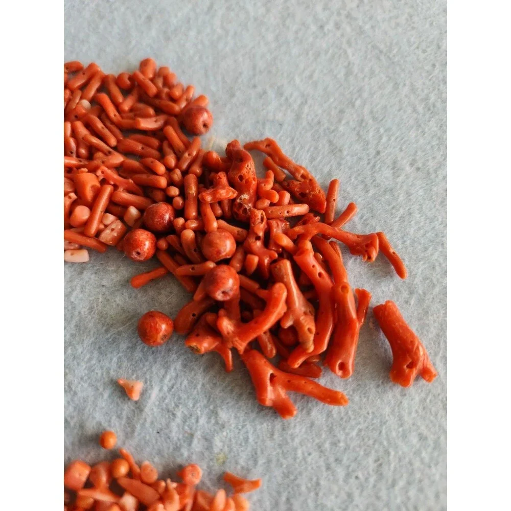 Natural Red Coral Bead Lot 66g Mixed Branch Chip Round Drilled Jewelry Making